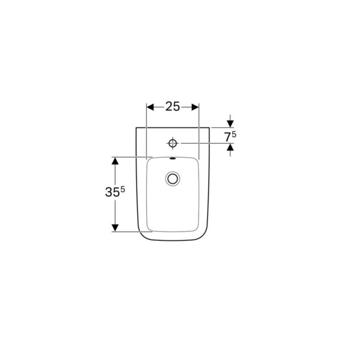 Geberit Bidet mural iCon Square forme fermée, avec trop-plein, blanc