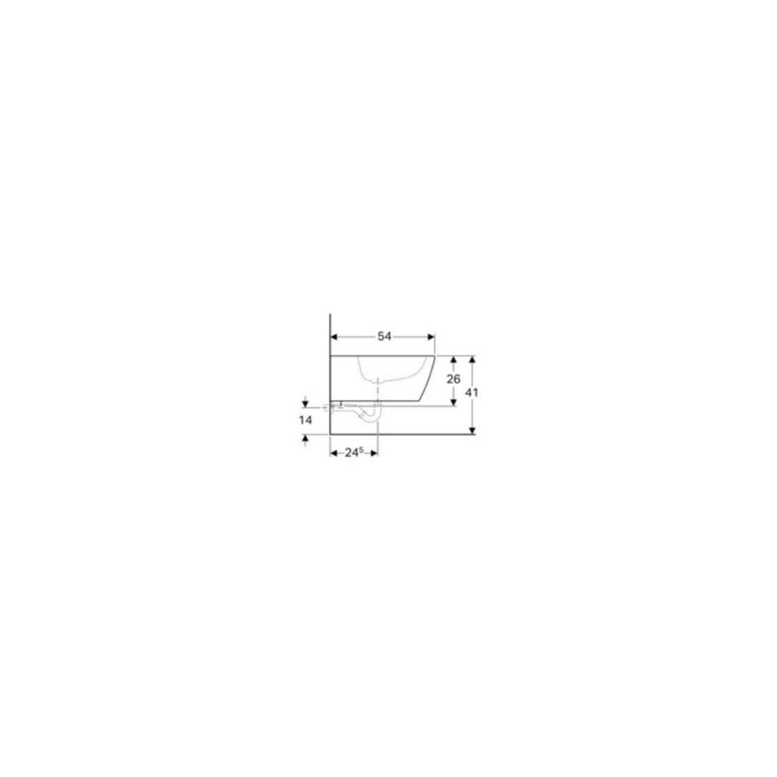 Geberit Bidet mural iCon Square forme fermée, avec trop-plein, blanc