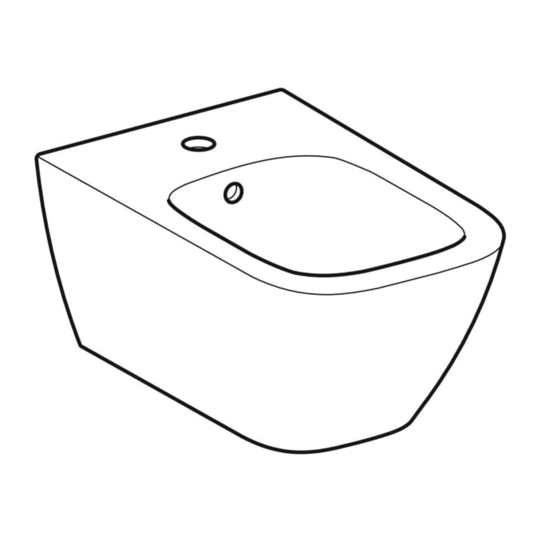Geberit Bidet mural Smyle Square blanc, forme fermée, avec trop-plein