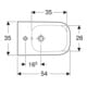 Geberit Bidet mural Smyle Square blanc, forme fermée, avec trop-plein