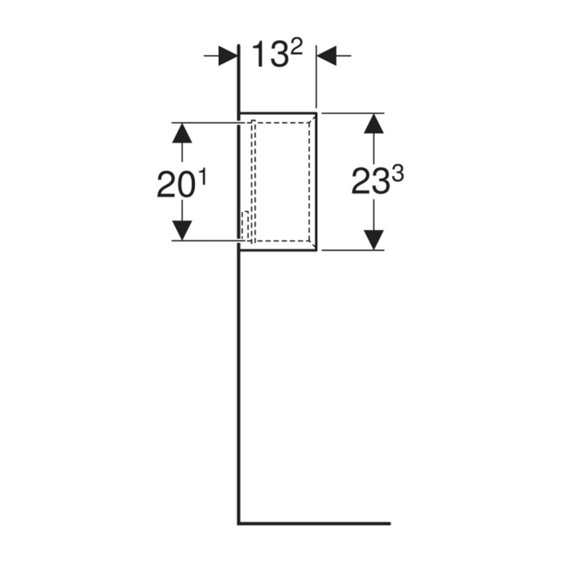 Geberit Boîte murale 22,5x23,3x13,2 cm, carrée, noyer/structure mélaminée