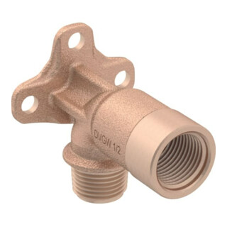Geberit Coude de raccordement Rp 1/2xR MF 1/2x57mm, 90 degrés, laiton rouge