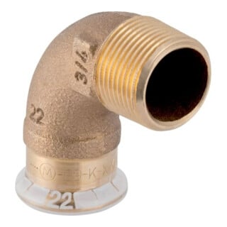 Geberit coude de transition Mapress d 18mmxR 3/4, Cu, 90°, mâle, laiton rouge