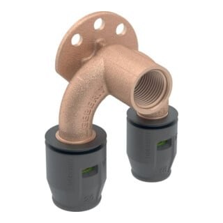 Geberit Coude double de raccordement PushFit d 20mm x Rp 1/2 x 16mm, 90°, 52mm, laiton rouge