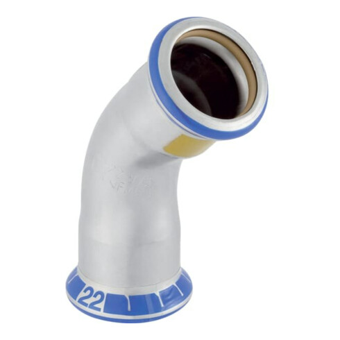 Geberit Coude gaz Mapress 45 degrés, acier inoxydable, d= 28 mm