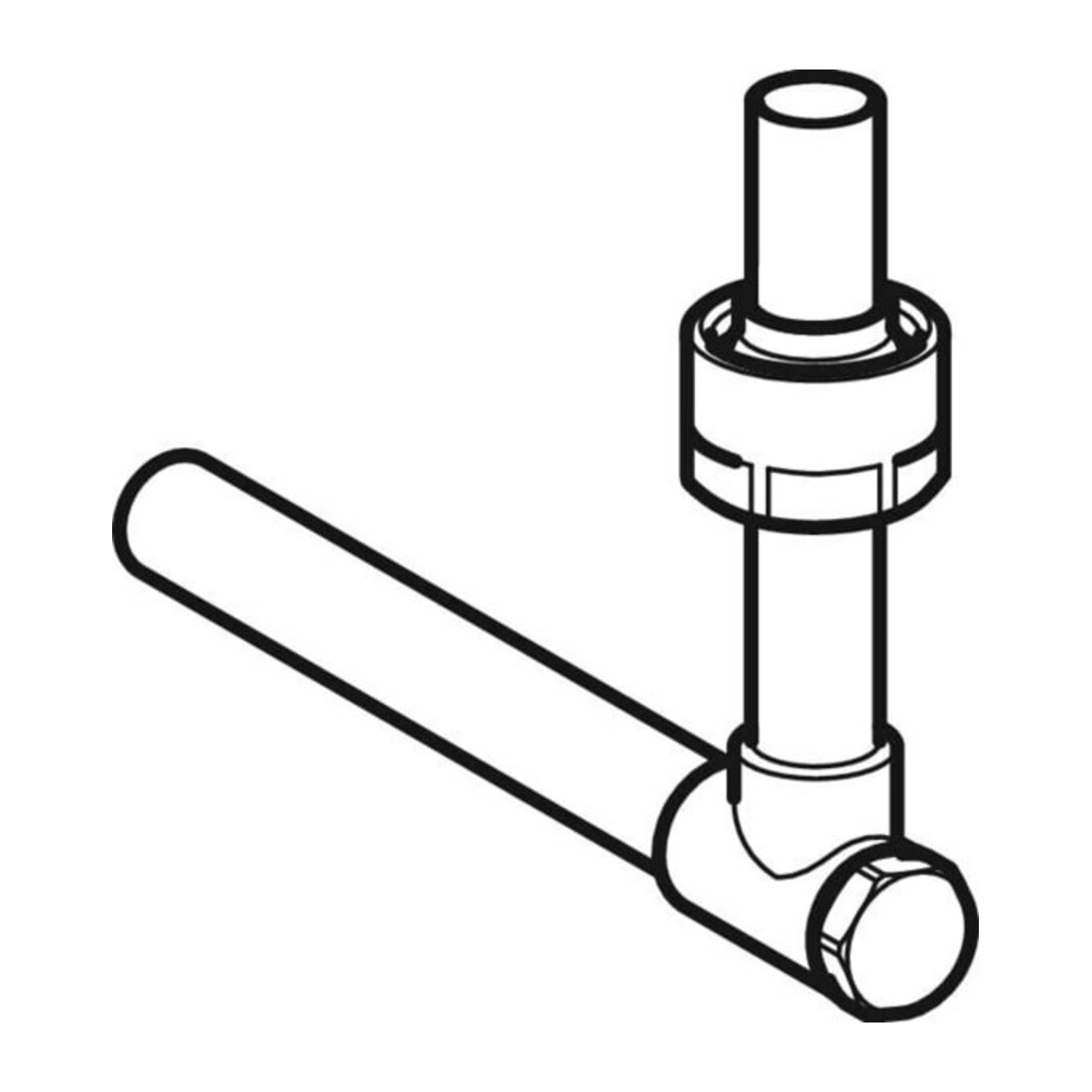 Geberit Coude métal 15, 90°, avec arrêt, avec joint, laqué, Ms/Cu
