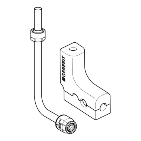 Geberit Coude tuyau métal PushFit d 16 mm, 90°, avec raccord à sertir, Ms/cuivre