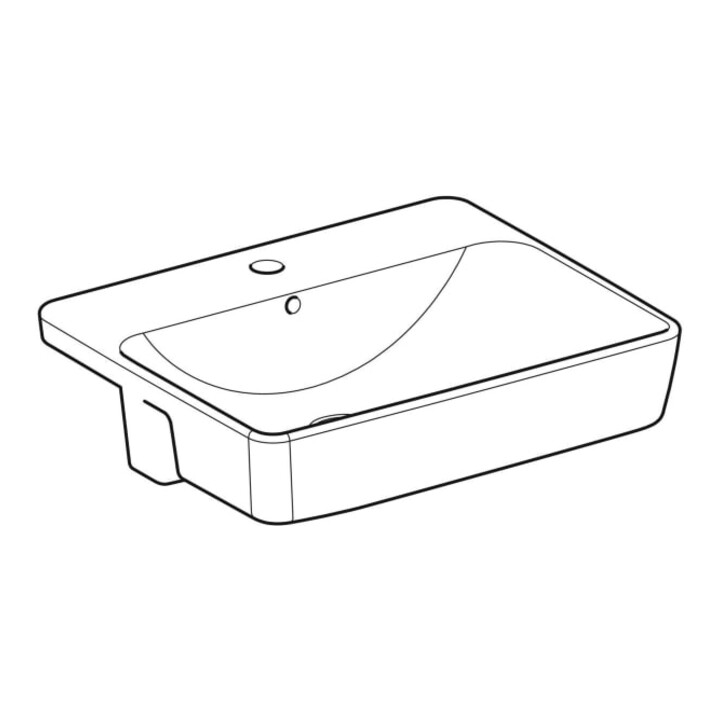 Geberit Demi-lavabo encastré VariForm 55x45cm, c/l, c/s, carré, bl. K-Tect
