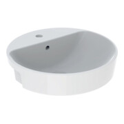 Geberit Demi-lavabo encastré VariForm d 50, avec robinet, trop-plein, rond, blanc KeraTect