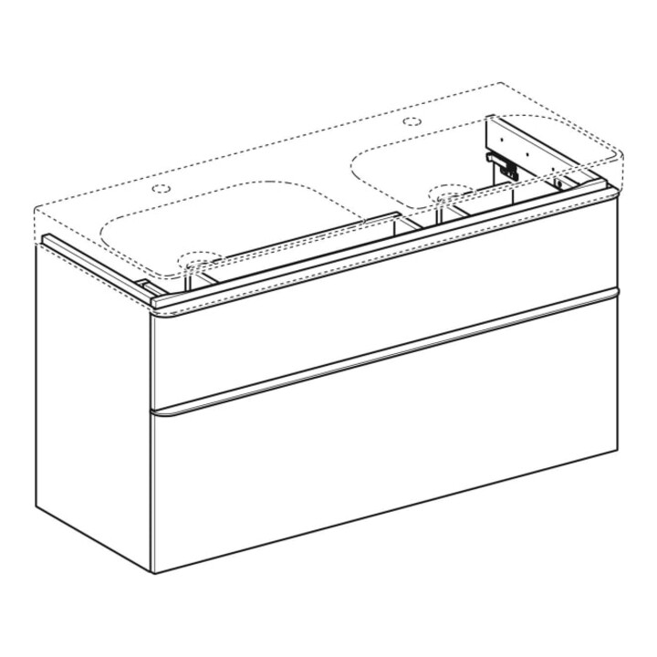 Geberit Dop.-WT-Schr. Smyle Square 118,4x61,7x47cm, 2 Laden, sandgr. hgl