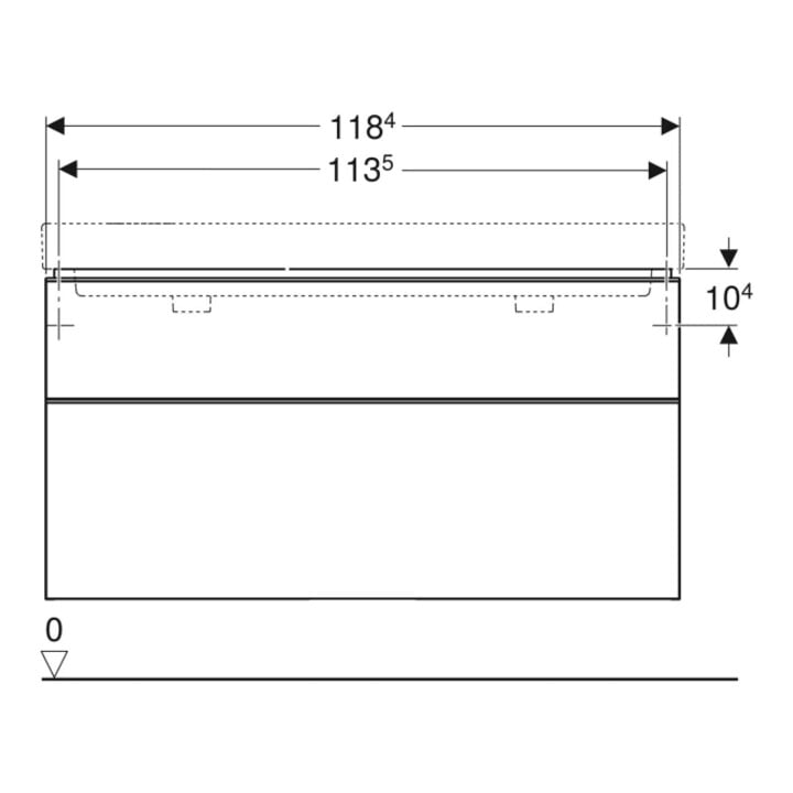 Geberit Dop.-WT-Schr. Smyle Square 118,4x61,7x47cm, 2 Laden, sandgr. hgl