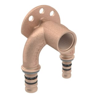 Geberit Doppelanschlusswinkel Mepla d= 20mmxRp 1/2x20mm, 90Grad, Rotguss