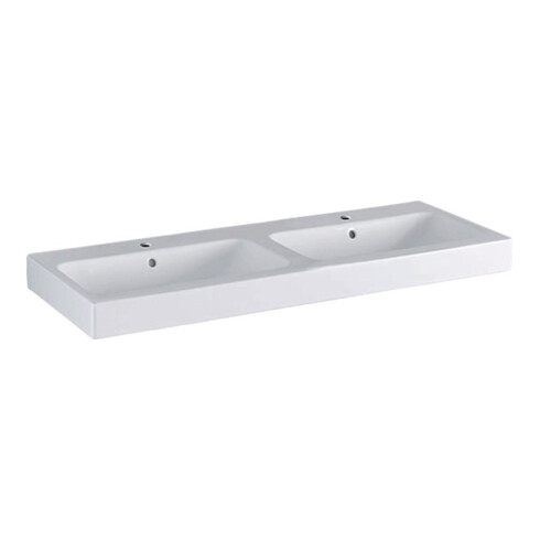 Geberit Doppelwaschtisch iCon 1200 x 485 mm, mit Hahnloch, mit Überlauf weiß