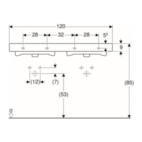 Geberit Doppelwaschtisch iCon 120x48,5cm, m Hahnl., mit Überlauf, weiß