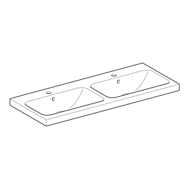 Geberit Doppelwaschtisch iCon 120x48cm, Hahnl. mit., m ÜL, we. K-Tect