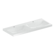 Geberit Doppelwaschtisch iCon 120x48cm, Hahnl. mit., o. Überlauf, weiß