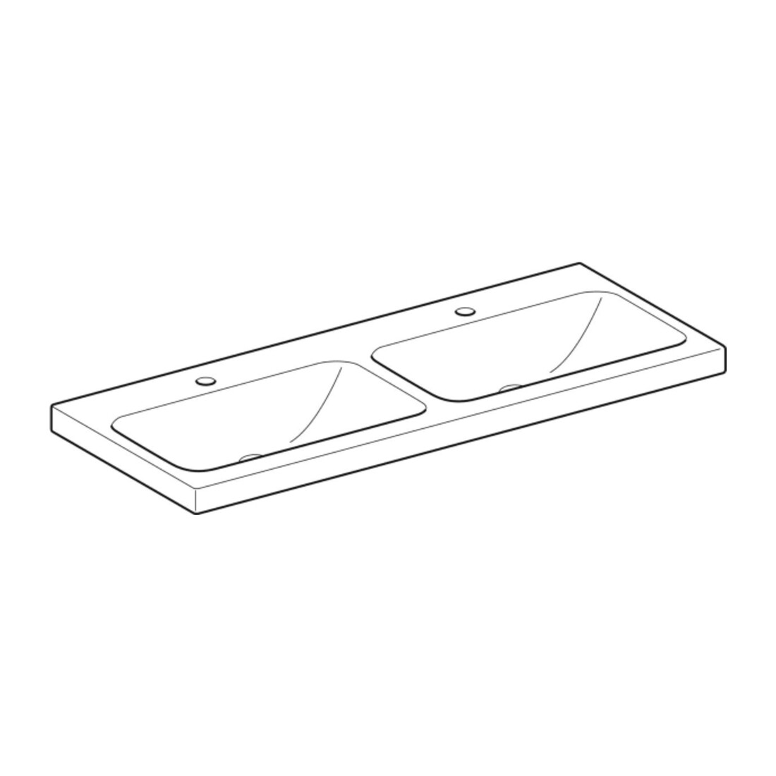 Geberit Doppelwaschtisch iCon 120x48cm, Hahnl. mit., o. ÜL, we. K-Tect
