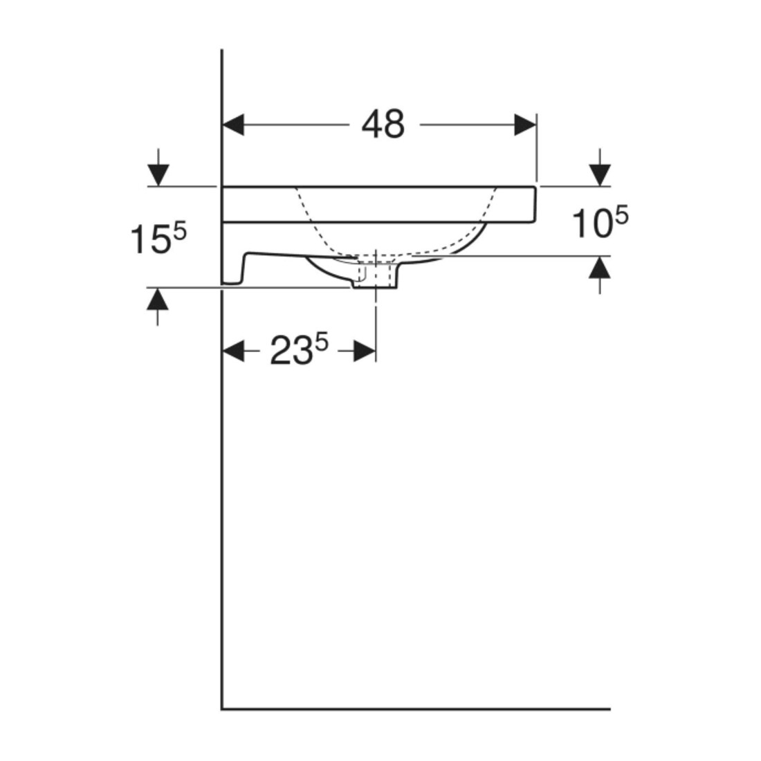 Geberit Doppelwaschtisch iCon 120x48cm, Hahnl. mit., o. ÜL, we. K-Tect