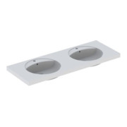Geberit Doppelwaschtisch Preciosa 130x55cm, m Hahnloch, mit Überlauf, weiß-1