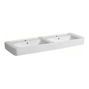 Geberit Doppelwaschtisch RENOVA PLAN 1300 x 480 mm, mit Hahnloch, mit Überlauf weiß-1