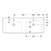 Geberit Doppelwaschtisch Renova Plan 130x48cm, Hahnl. mit., m Überlauf, weiß-4