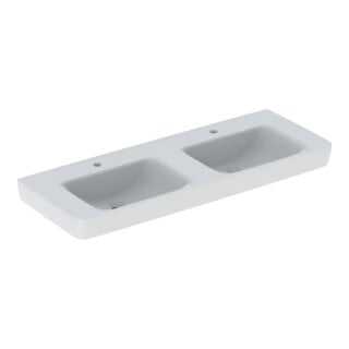 Geberit Doppelwaschtisch Renova Plan 130x48cm, Hahnl. mit., o. ÜL, we. K-Tect