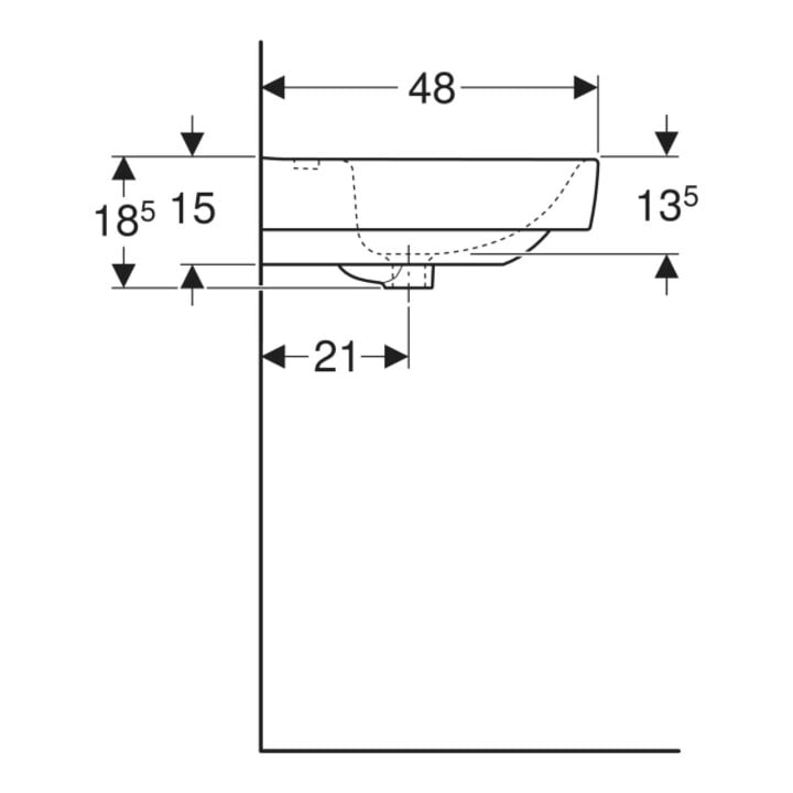 Geberit Doppelwaschtisch Renova Plan 130x48cm, Hahnl. mit., o. ÜL, we. K-Tect