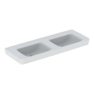Geberit Doppelwaschtisch Renova Plan 130x48cm, o. Hahnl., o. ÜL, we. KeraTect