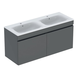 Geberit Doppelwaschtisch-Set Renova Plan 130x62,2x48cm, Kor/Fr. la mt/WT w/KT