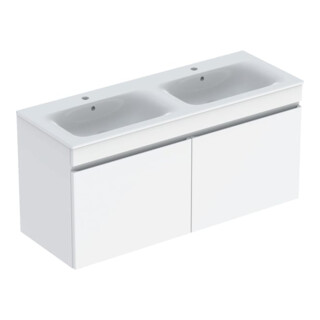 Geberit Doppelwaschtisch-Set Renova Plan 130x62,2x48cm, Kor/Fr. w hochgl., WT we.