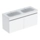 Geberit Doppelwaschtisch-Set Renova Plan 130x62,2x48cm, Kor/Fr. w hochgl., WT we.-1