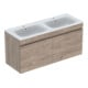 Geberit Doppelwaschtisch-Set Renova Plan 130x62,2x48cm, Korp Nussb besch., WT we.