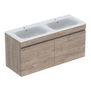 Geberit Doppelwaschtisch-Set Renova Plan 130x62,2x48cm, Korp Nussb besch., WT we.