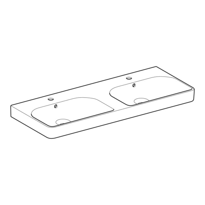 Geberit Doppelwaschtisch Smyle Square 120x48cm, m Hahnl., m ÜL, KeraTect/weiß