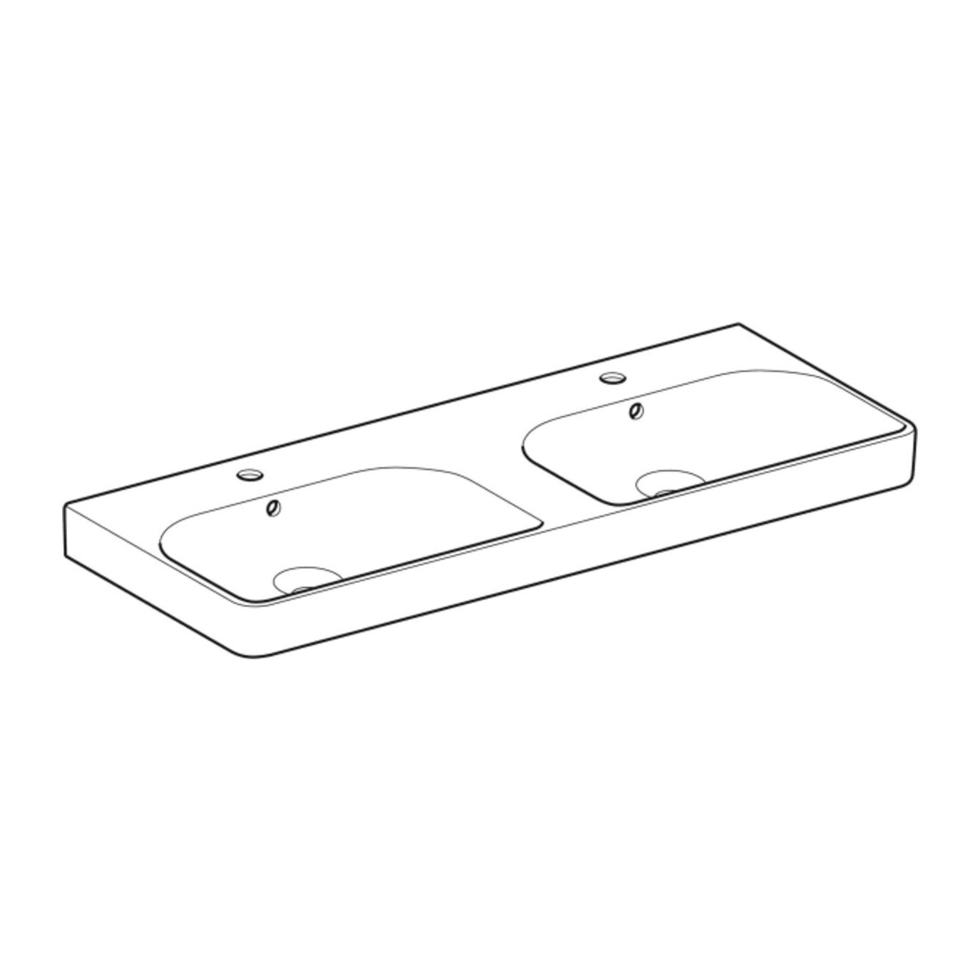 Geberit Doppelwaschtisch Smyle Square 120x48cm, m Hahnl., m ÜL, KeraTect/weiß
