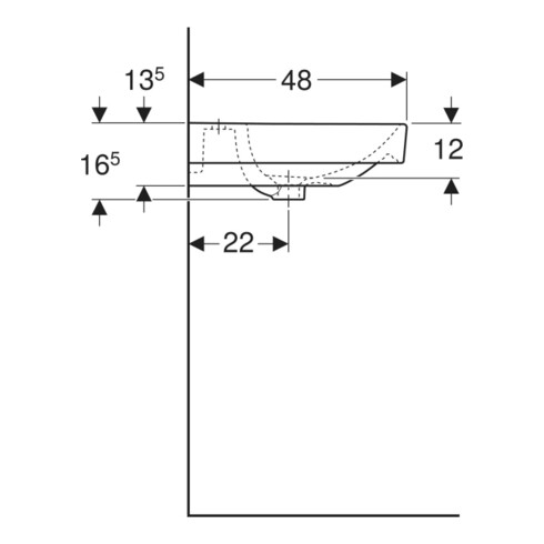 Geberit Doppelwaschtisch Smyle Square 120x48cm, m Hahnloch, mit Überlauf, weiß