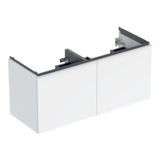 Geberit Doppelwaschtisch-Unterschrank Acanto 1 La., 1 I-Lade, B 119cm, w hgl / we. ma