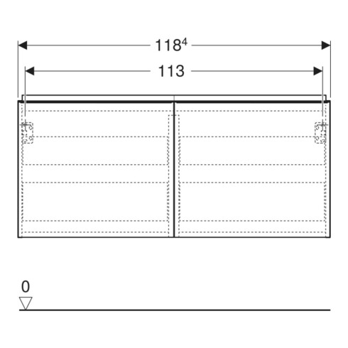 Geberit Doppelwaschtisch-Unterschrank Acanto 1 La., 1 I-Lade, B 119cm, w ma / we. ma