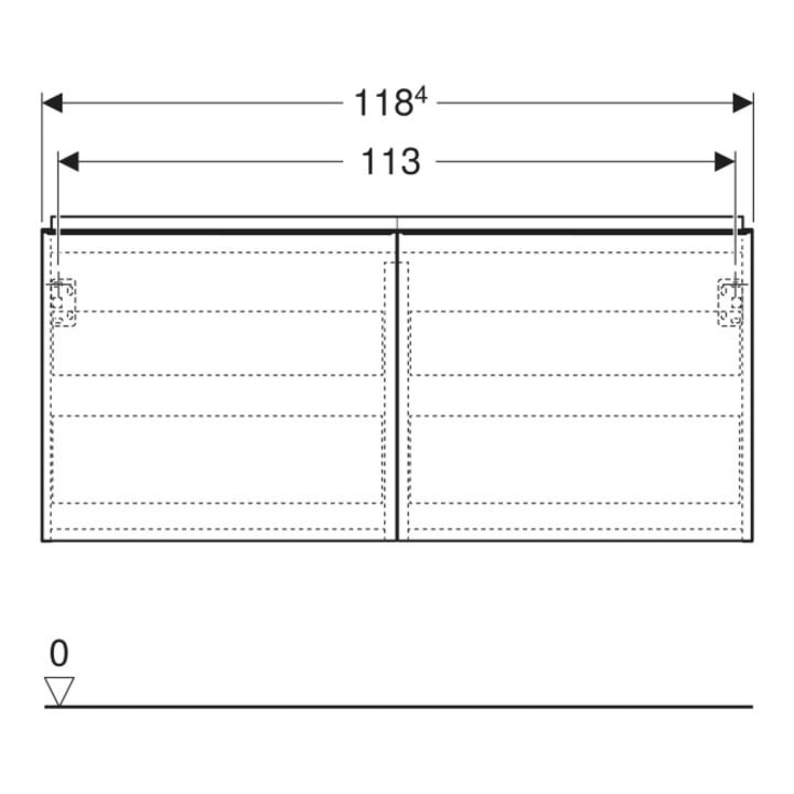 Geberit Doppelwaschtisch-Unterschrank Acanto 1 La., 1 I-Lade, Br. 119cm, Ei / la. ma