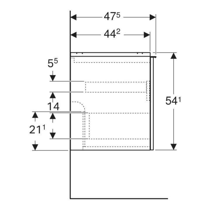 Geberit Doppelwaschtisch-Unterschrank Acanto 1 La., 1 I-Lade, Br. 119cm, Ei / la. ma
