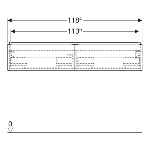 Geberit Doppelwaschtisch-Unterschrank iCon 118,4x24,7x47,6cm, 2 L, Eiche/Gr. la. ma