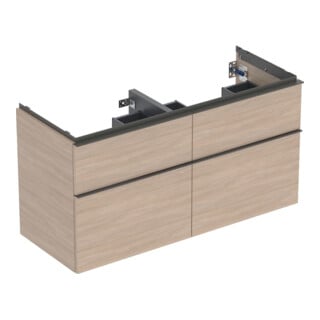 Geberit Doppelwaschtisch-Unterschrank iCon 118,4x61,5x47,6cm, 4 L, Eiche/Gr. la. ma