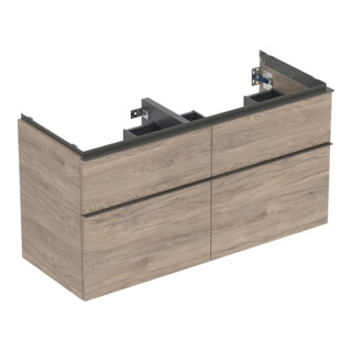 Geberit Doppelwaschtisch-Unterschrank iCon 118,4x61,5x47,6cm, 4 L, nuss/Gr. la. ma
