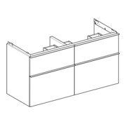 Geberit Doppelwaschtisch-Unterschrank iCon 118,4x61,5x47,6cm, 4 L, nuss/Gr. la. ma-2