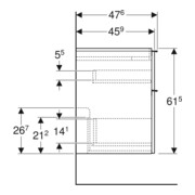 Geberit Doppelwaschtisch-Unterschrank iCon 118,4x61,5x47,6cm, 4 L, nuss/Gr. la. ma-5