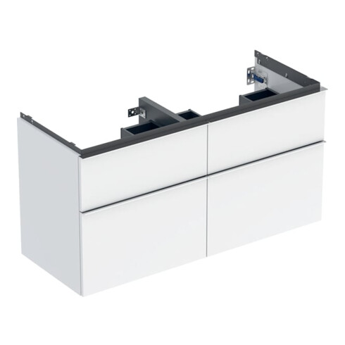 Geberit Doppelwaschtisch-Unterschrank iCon 118,4x61,5x47,6cm, 4 L, w/l hgl/Gr. vc