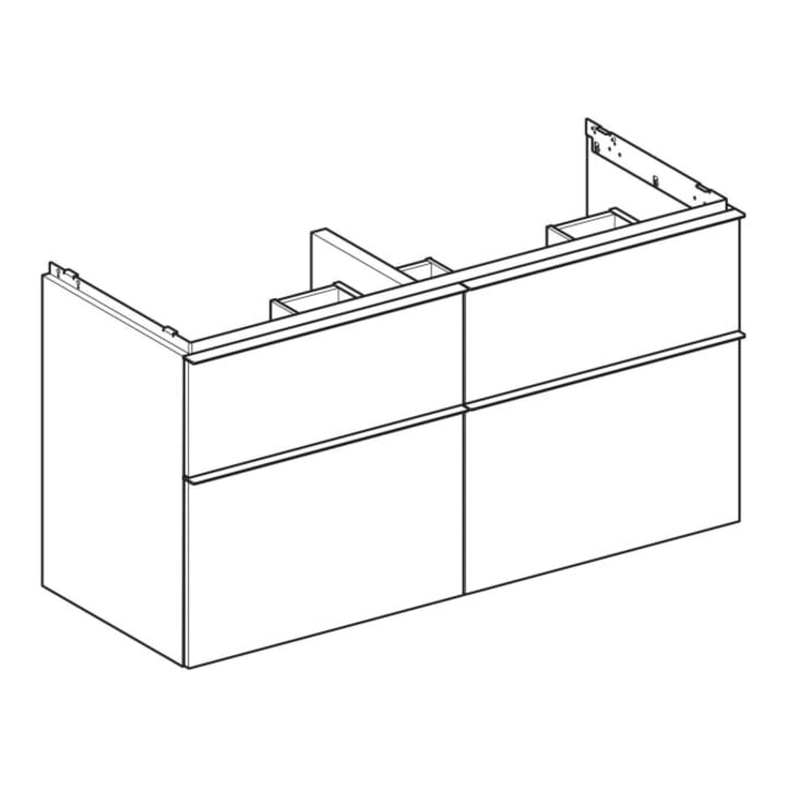 Geberit Doppelwaschtisch-Unterschrank iCon 118,4x61,5x47,6cm, 4 L, w/lack. hochgl.
