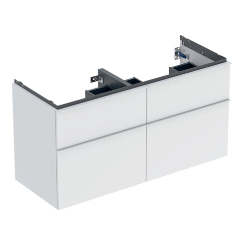 Geberit Doppelwaschtisch-Unterschrank iCon 118,4x61,5x47,6cm, 4 L, we. ma/Gr we. ma