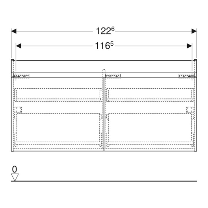 Geberit Doppelwaschtischunterschrank Renova Plan 122,6x60,6x44, 6cm, 2 L, N, F. strukt.