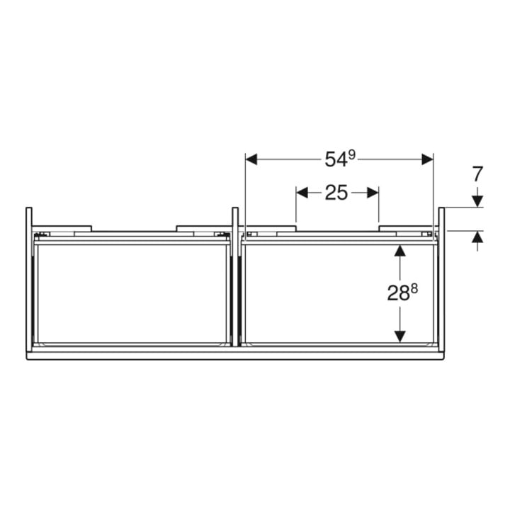 Geberit Doppelwaschtischunterschrank Renova Plan 122,6x60,6x44, 6cm, 2 L, w, lac hochgl.